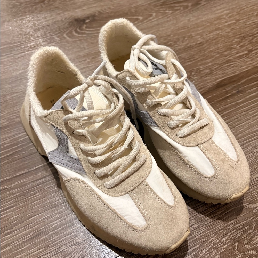 Women's Beige and White Sneakers